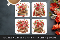 Flowers square coaster sublimation, coasters design Product Image 1