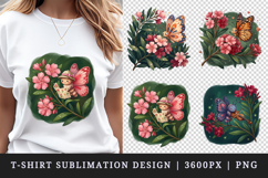 Flowers t-shirt printable sublimation design png Product Image 1