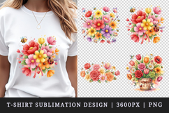 Flowers t-shirt printable sublimation design png Product Image 1