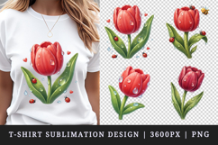 Flowers t-shirt printable sublimation design png Product Image 1