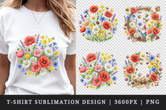Flowers t-shirt printable sublimation design png Product Image 1