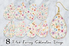 Earring teardrop sublimation flower watercolor Product Image 1