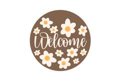 Flowers Welcome Round Porch Sign Laser Cut SVG Outdoor Sign Product Image 2