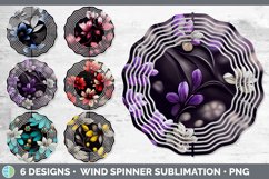 Bundle of six Flowers wind spinner sublimation designs