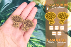 Bouquet Earrings, Studs, Lapel Pin, Badge Laser Cut SVG Product Image 1