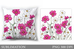 Flowers Sublimation. Flowers Pillow Sublimation Product Image 1