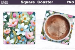 Wildflowers Square Coaster | Watercolor Flowers Coaster Product Image 1
