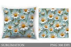 3D Flowers Pillow Design. Daisy Flowers Pillow Sublimation Product Image 1