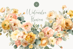 Watercolor Fall flowers - Fall clipart - Fall bouquets Product Image 1