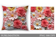 Floral Sublimation. 3D Flowers Pillow Sublimation Product Image 1