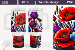 Poppy Tumbler 40 Oz | Floral Tumbler 40 Oz Product Image 1