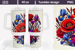 Poppy Iris Tumbler 40 Oz | Floral Tumbler 40 Oz Product Image 1