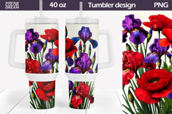 Poppy Iris Tumbler 40 Oz | Floral Tumbler 40 Oz Product Image 1