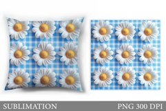 Daisy Flowers Pillow Design. 3D Flowers Pillow Sublimation Product Image 1