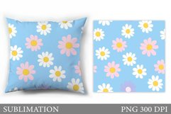 Floral Pillow Sublimation. Daisy Flowers Pillow Design Product Image 1