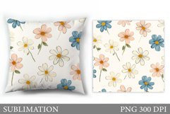 Floral Sublimation. Daisy Flowers Pillow Sublimation Product Image 1