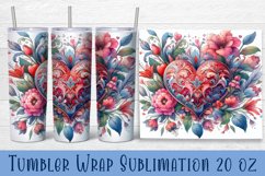 Valentine Heart Tumbler Sublimation | Valentines Day Tumbler Product Image 1