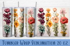 Floral Tumbler. Watercolor Flower Tumbler Wrap Product Image 1