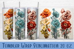 Floral Tumbler. Watercolor Flower Tumbler Wrap Product Image 1
