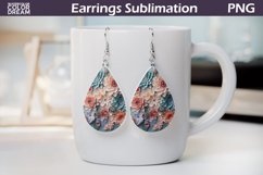3d Flowers Teardrop Earrings | Floral Earrings Sublimation Product Image 1