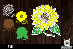 3d layered papercut sunflower svg, multilayered flower svg Product Image 1