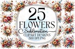 Flowers Sublimation - Clipart PNG Bundle Product Image 1