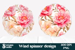 Flower peonies wind spinner PNG design | Summer wind spinner Product Image 1