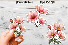 Pink flower stickers design | Printable peony stickers Product Image 1