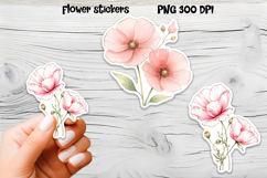 Pink flower stickers design | Printable peony stickers Product Image 1