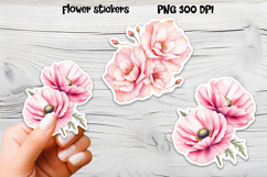 Pink flower stickers design | Printable peony stickers Product Image 5