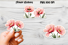 Pink flower stickers design | Printable peony stickers Product Image 1