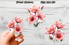 Pink flower stickers design | Printable peony stickers Product Image 1