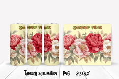 Flower border tumbler PNG | Peony tumbler wrap design Product Image 1