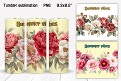 Flower tumbler sublimation | Peony tumbler wrap Product Image 1