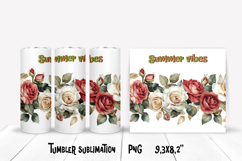 Flower border tumbler PNG | Rose tumbler wrap design Product Image 1