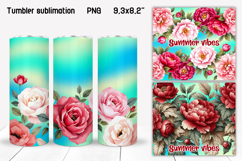 Summer flower tumbler sublimation | Peony tumbler wrap Product Image 1