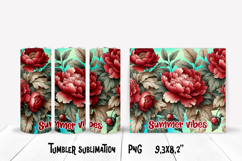 Flower border tumbler PNG | Peony tumbler wrap design Product Image 1