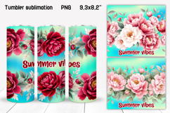 Summer flower tumbler sublimation design | Peony tumbler PNG Product Image 1