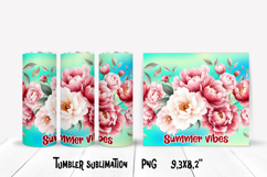 Flower border tumbler PNG | Peony tumbler wrap design Product Image 1