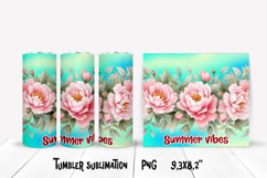 Flower border tumbler PNG | Peony tumbler wrap design Product Image 1