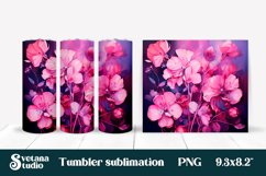 Pink flower spring tumbler sublimation wrap design Product Image 1