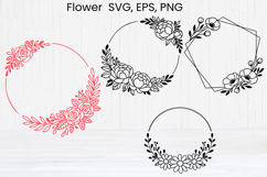Flower wreath SVG design | Floral silhouette SVG Product Image 1
