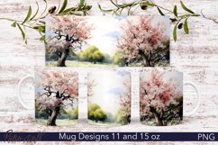 Floral Mug Wrap | Watercolor Meadow | Trees PNG Product Image 1