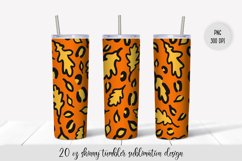 Fall leopard tumbler sublimation design. Autumn tumbler wrap Product Image 1