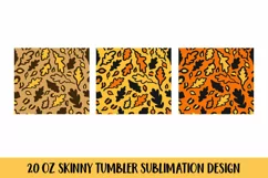 Autumn Oak Leaves Leopard Print Tumbler Wrap Designs PNG Product Image 2