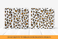 Fall Leaves Leopard Tumbler Wrap Sublimation Design FLT038 Product Image 1