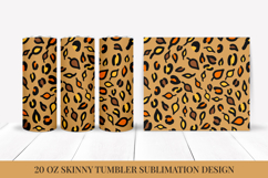 Fall Leaves Leopard Tumbler Wrap Sublimation Design FLT039 Product Image 1