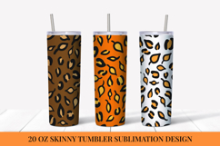 Fall Leaves Leopard Tumbler Wrap Sublimation Design FLT041 Product Image 1