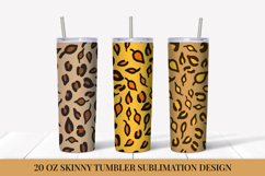 Fall Leaves Leopard Tumbler Wrap Sublimation Design FLT042 Product Image 1