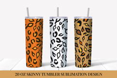 Fall Leaves Leopard Tumbler Wrap Sublimation Design FLT043 Product Image 1